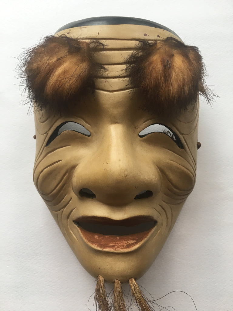OKINA (old man) / Noh Mask by Enkei (with a paulownia box)