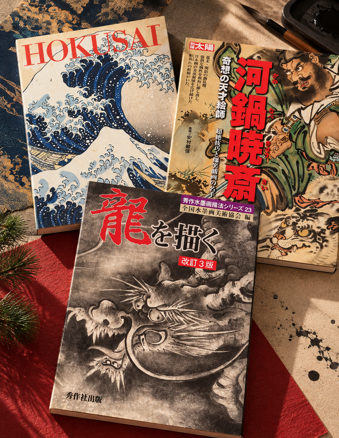 JAPANESE DRAGON & INK ART SET — 3 Books