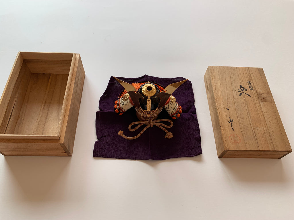 Miniature of Armor of Sanemori Saito (from the 12th century), one of the Sengoku Warlords.  By Icchu Kato, with paulownia box.