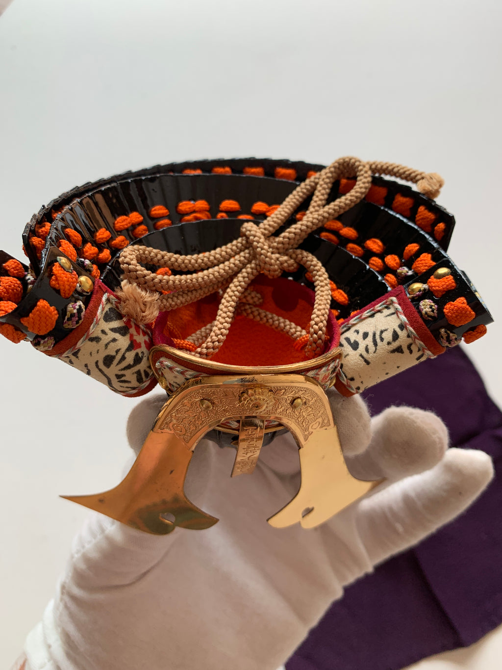 Miniature of Armor of Sanemori Saito (from the 12th century), one of the Sengoku Warlords.  By Icchu Kato, with paulownia box.