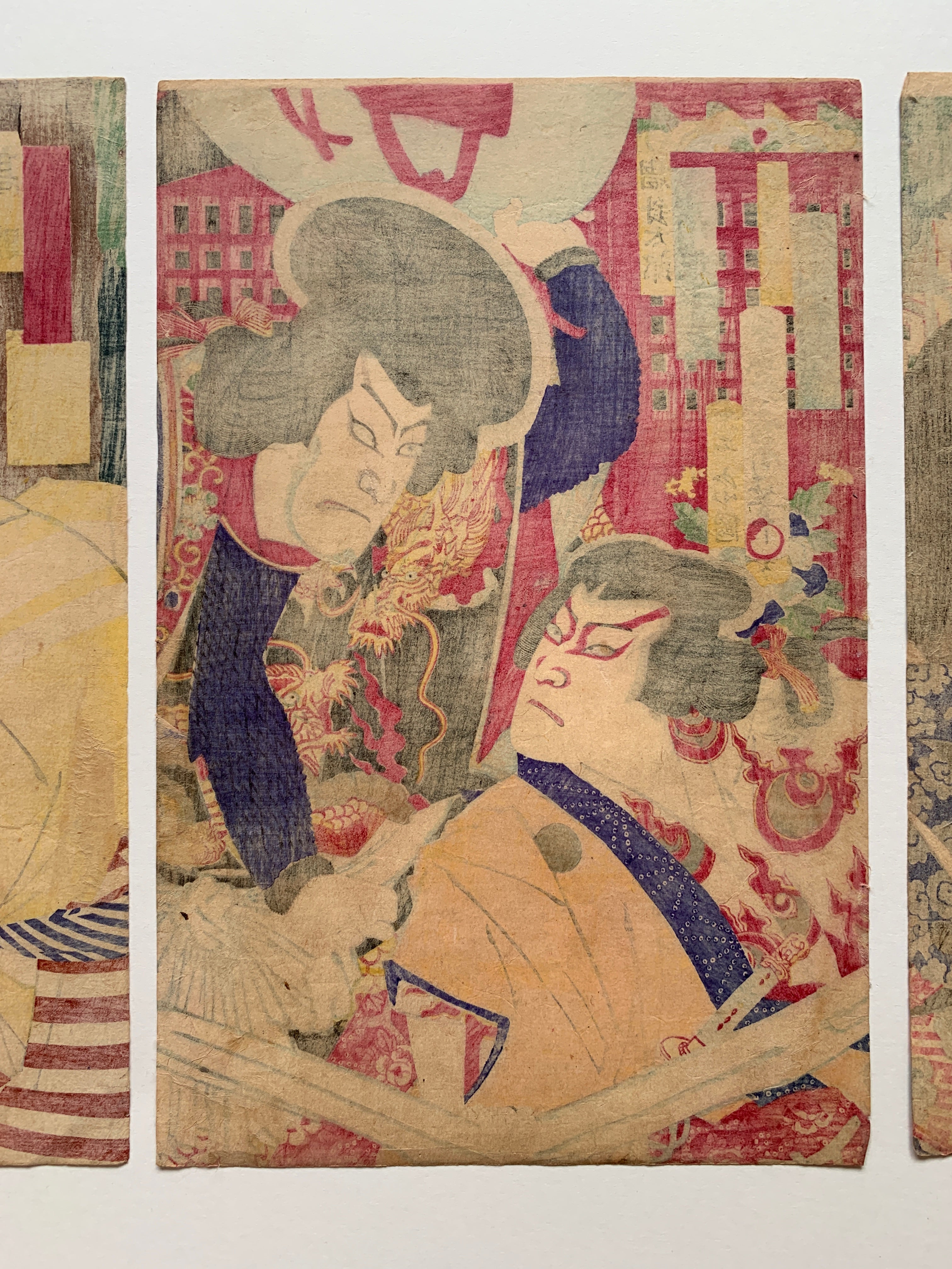 Triptych: “Yoshiysune Senbon-zakura” (Kunichika, 1882)
