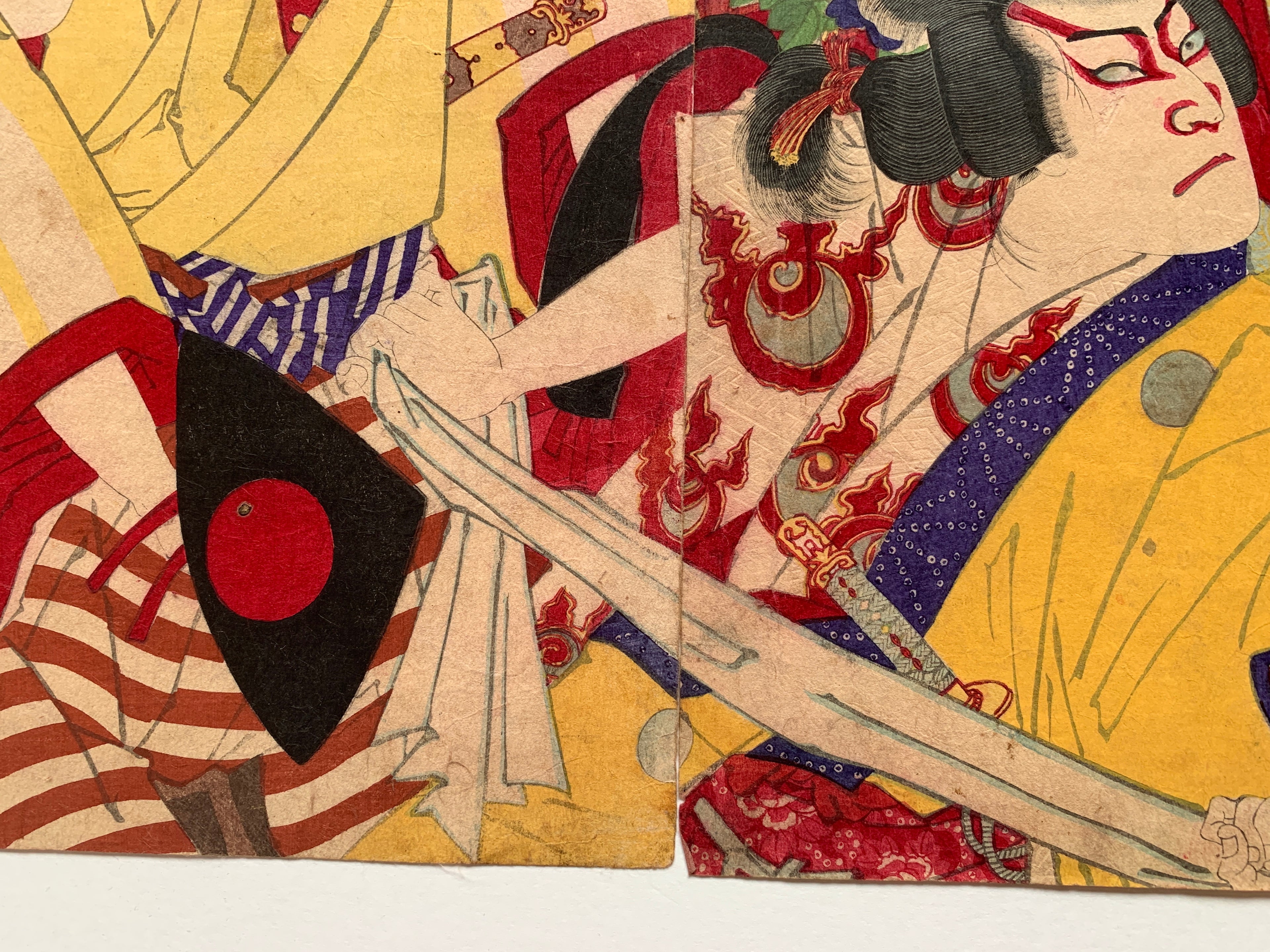 Triptych: “Yoshiysune Senbon-zakura” (Kunichika, 1882)