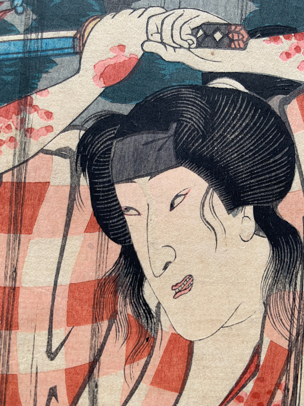 Seki Sanjûrô III as Mikawaya no Giheiji no Obaa and Bandô Shûka I as Danshichi Okaji (Kuniyoshi, 1852)