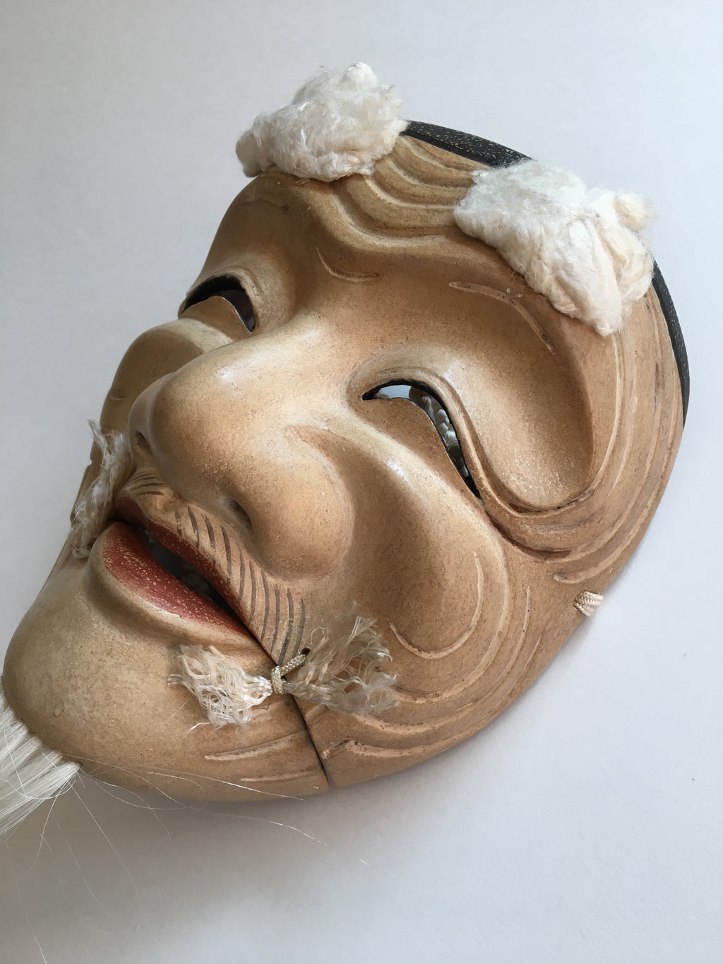 Mask of OKINA by Masahiko Matsumoto. /(with quilted textile bag and a paulownia box)