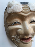 Mask of OKINA by Masahiko Matsumoto. /(with quilted textile bag and a paulownia box)