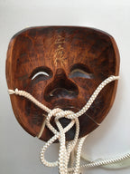 Mask of OKINA by Masahiko Matsumoto. /(with quilted textile bag and a paulownia box)