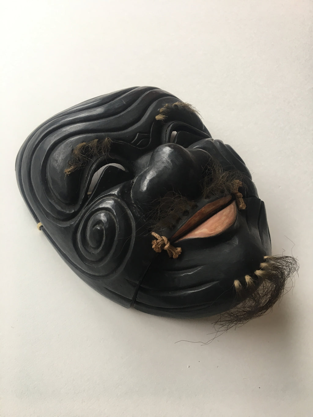 Hand carved wooden Noh Mask "OKINA" (old man)