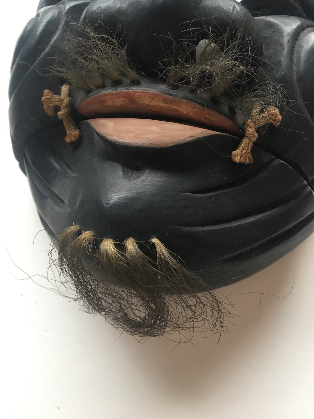 Hand carved wooden Noh Mask "OKINA" (old man)