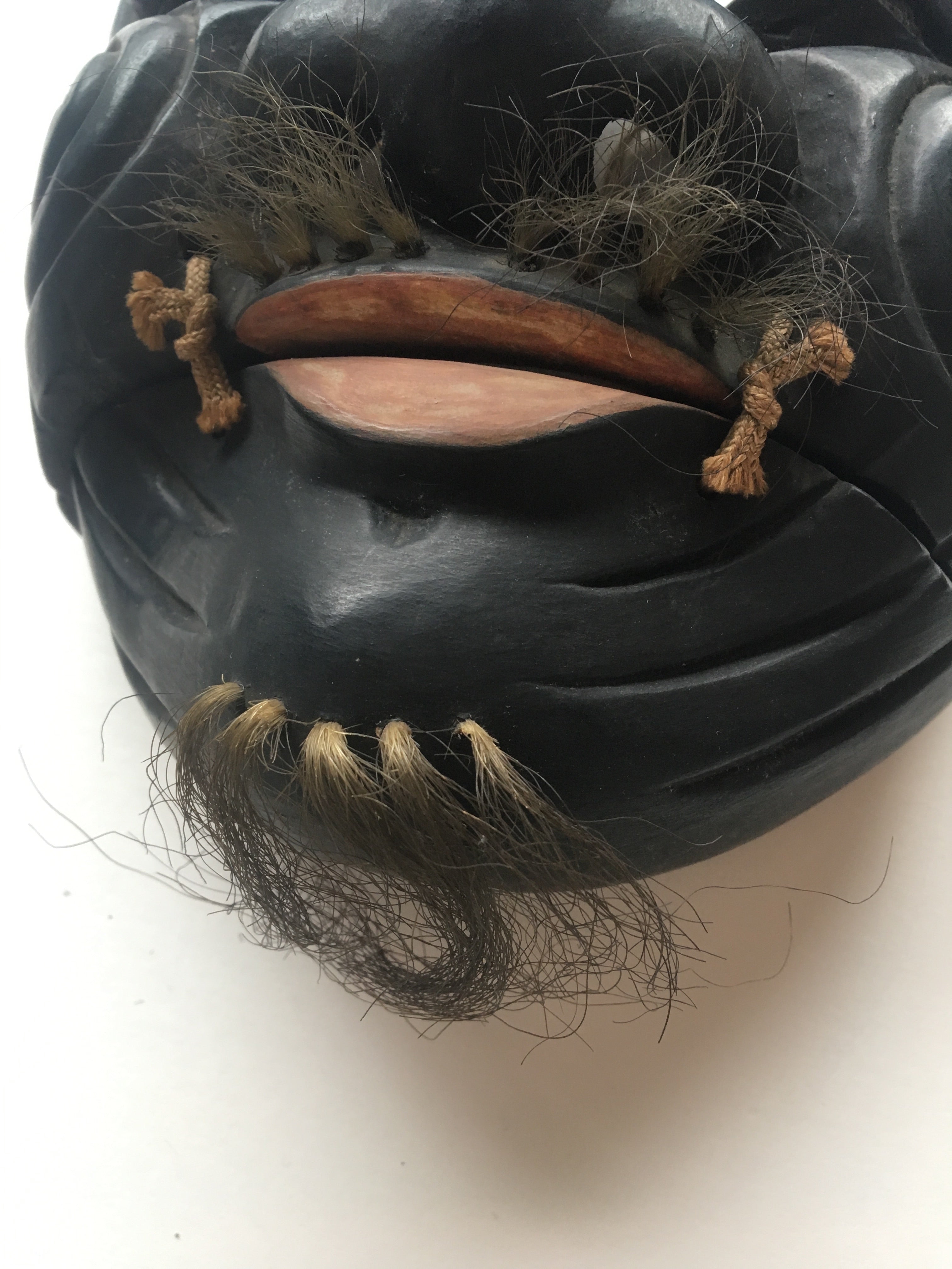 Hand carved wooden Noh Mask "OKINA" (old man)