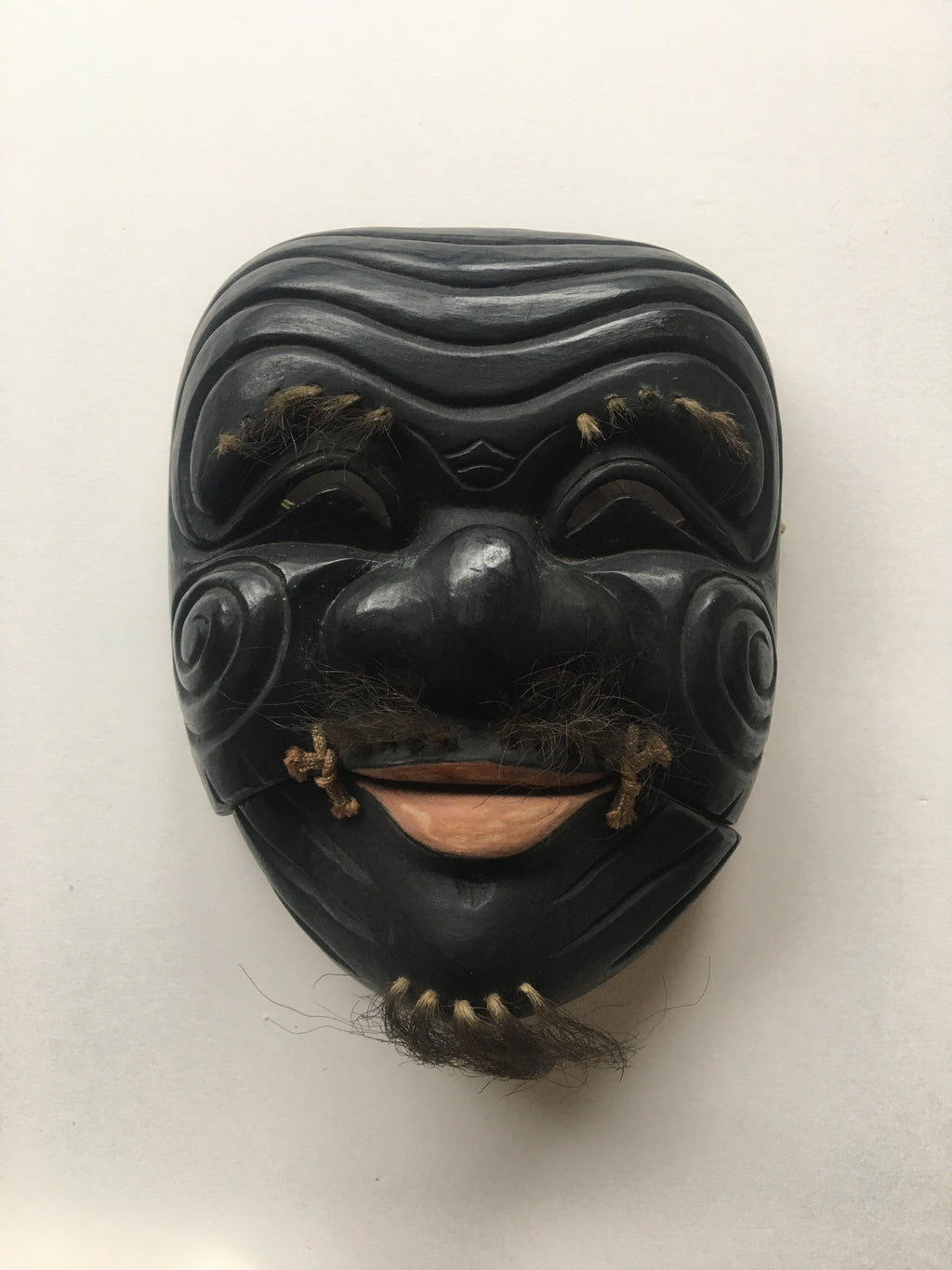 Hand carved wooden Noh Mask "OKINA" (old man)