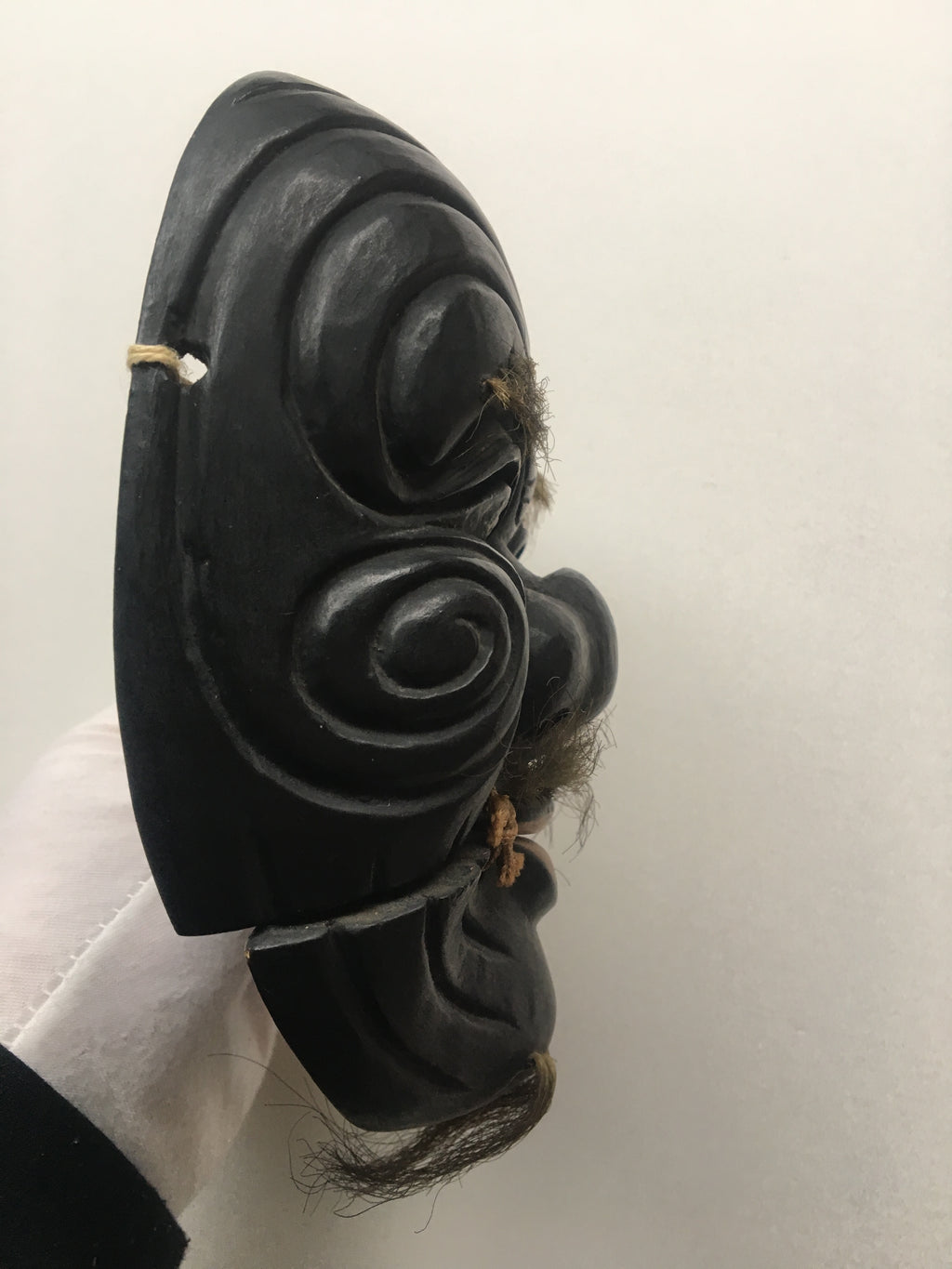 Hand carved wooden Noh Mask "OKINA" (old man)