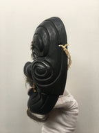 Hand carved wooden Noh Mask "OKINA" (old man)