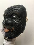 Hand carved wooden Noh Mask "OKINA" (old man)