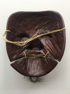 Hand carved wooden Noh Mask "OKINA" (old man)