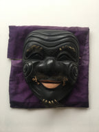 Hand carved wooden Noh Mask "OKINA" (old man)