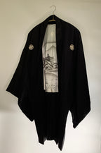 Vintage Black Silk Haori Kimono