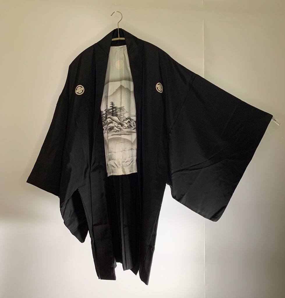 Vintage Black Silk Haori Kimono