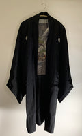 Vintage Black Fuji Silk Haori Kimono