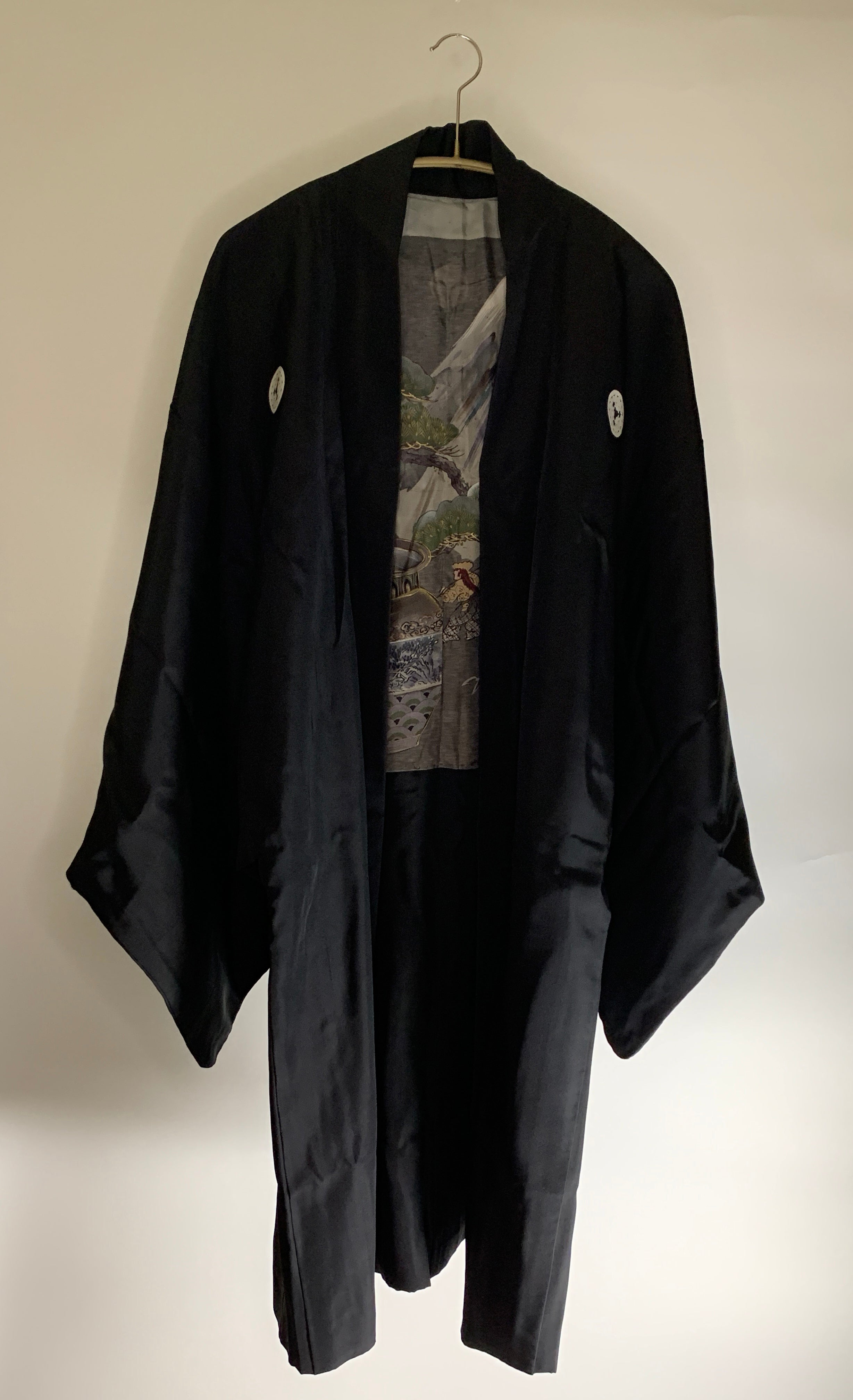 Vintage Black Fuji Silk Haori Kimono