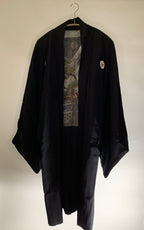 Vintage Black Fuji Silk Haori Kimono