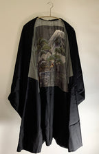 Vintage Black Fuji Silk Haori Kimono