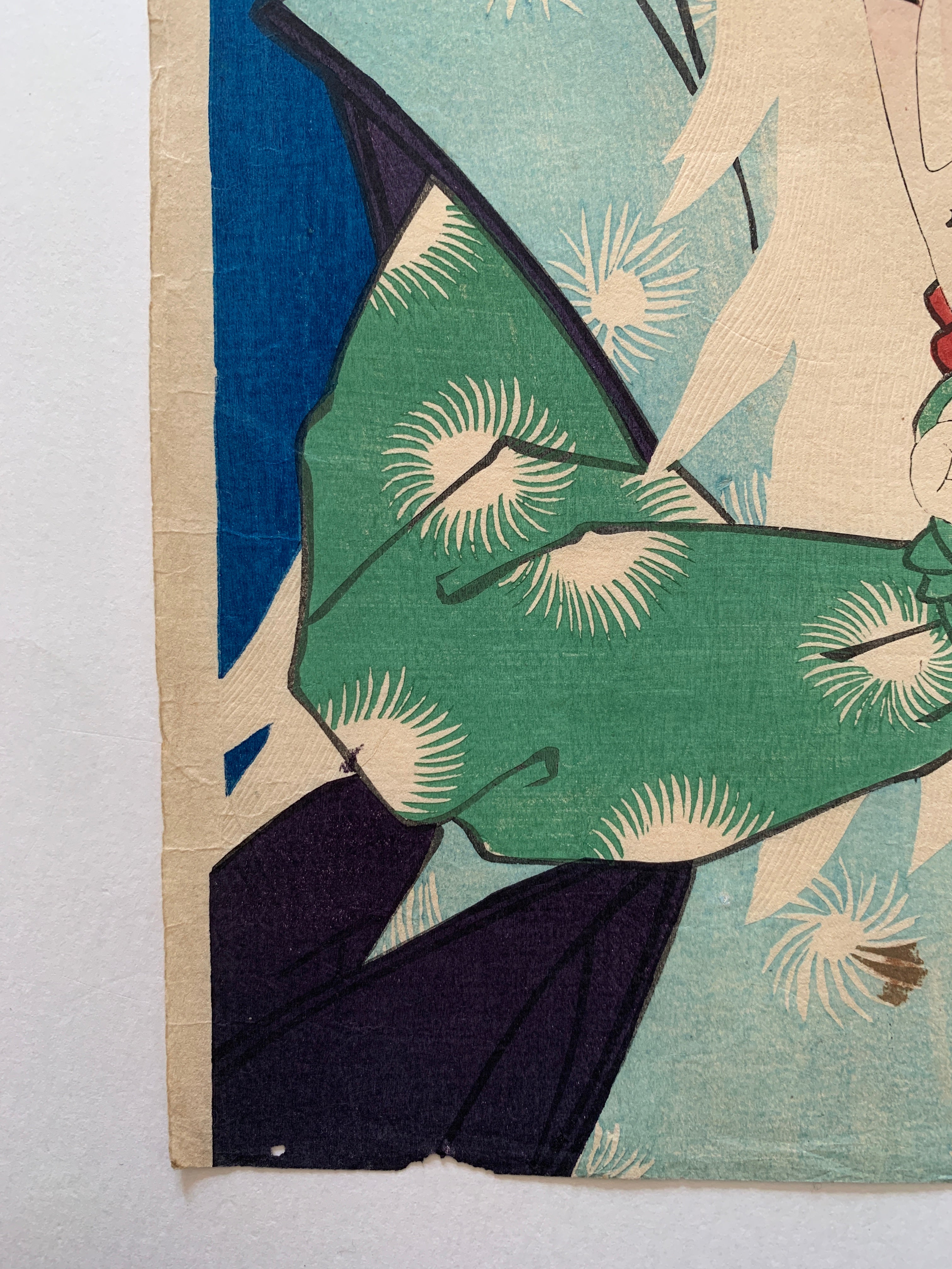 The Syllable Ho: Actor Nakamura Shikan IV as a Lion in Peonies at the Stone Bridge (Botan ni Shakkyô), from the series Alphabet Proverbs for Actors (Haiyû iroha tatoe) (Kunichika, 1867)