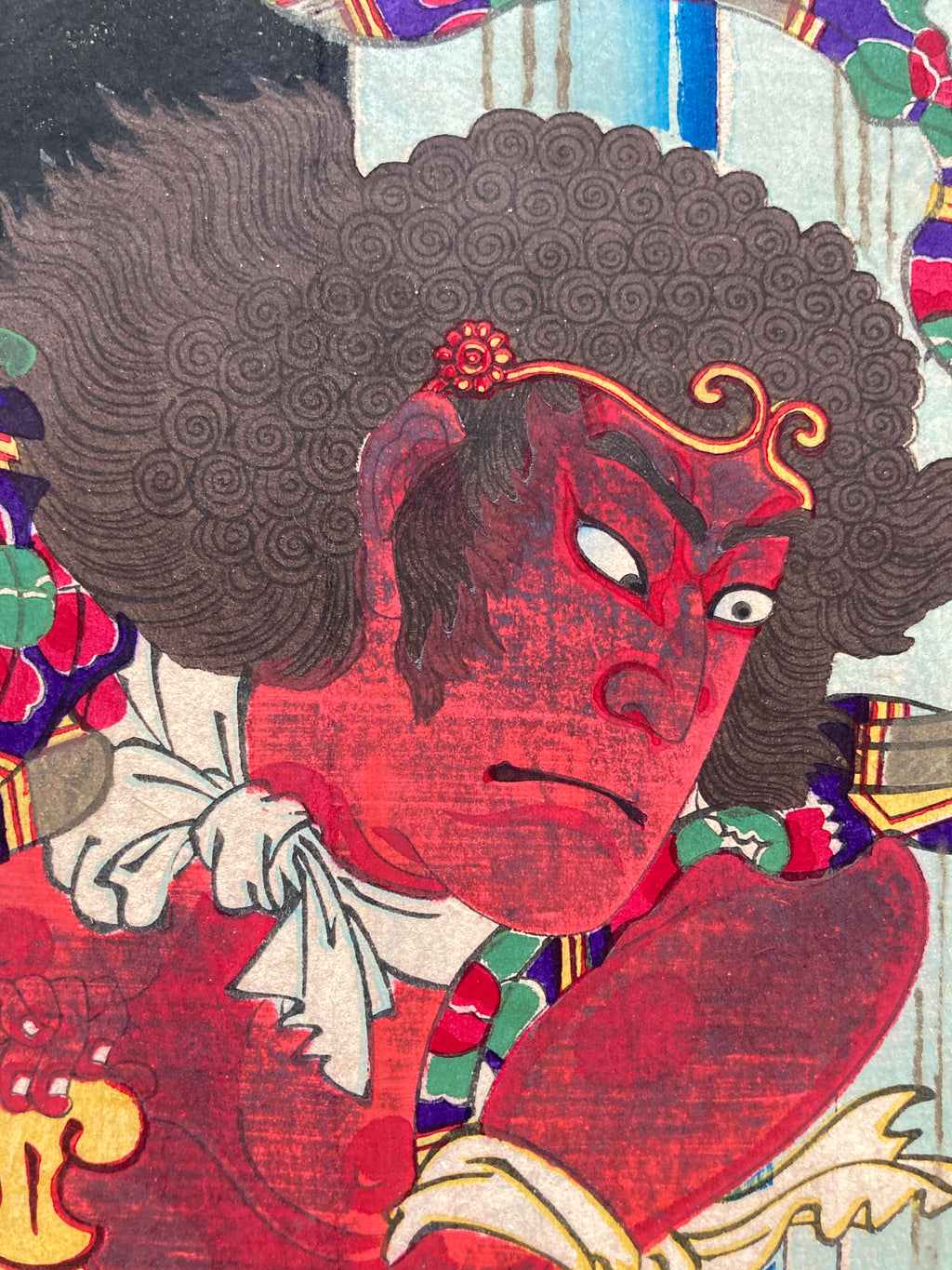 Buddhist guardian deity by Nakamura Shikan VIII (Kunichika, 1883)