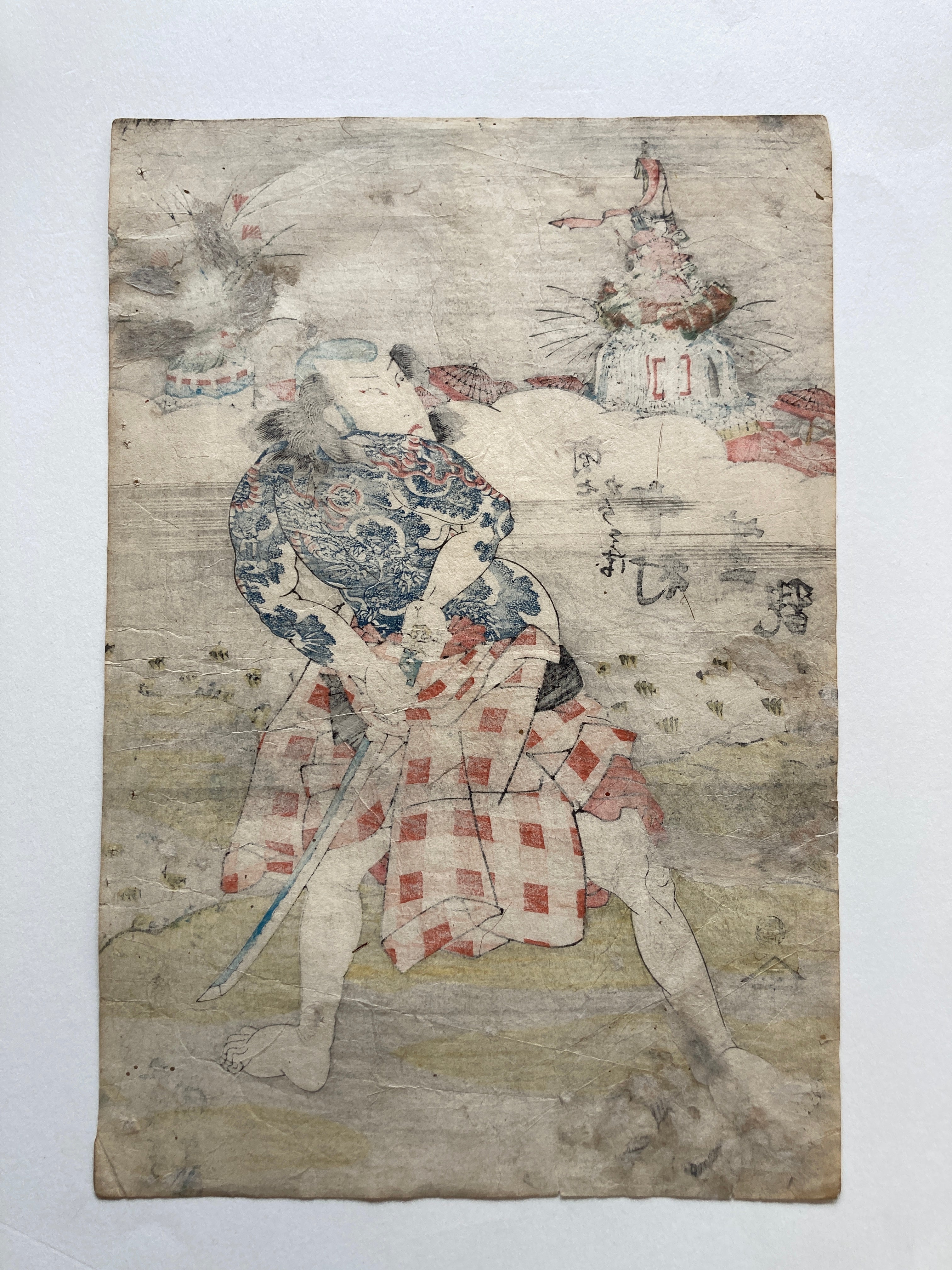 Arashi Kanjûrô I as Mikawaya Giheiji  (Kunisada, 1831)