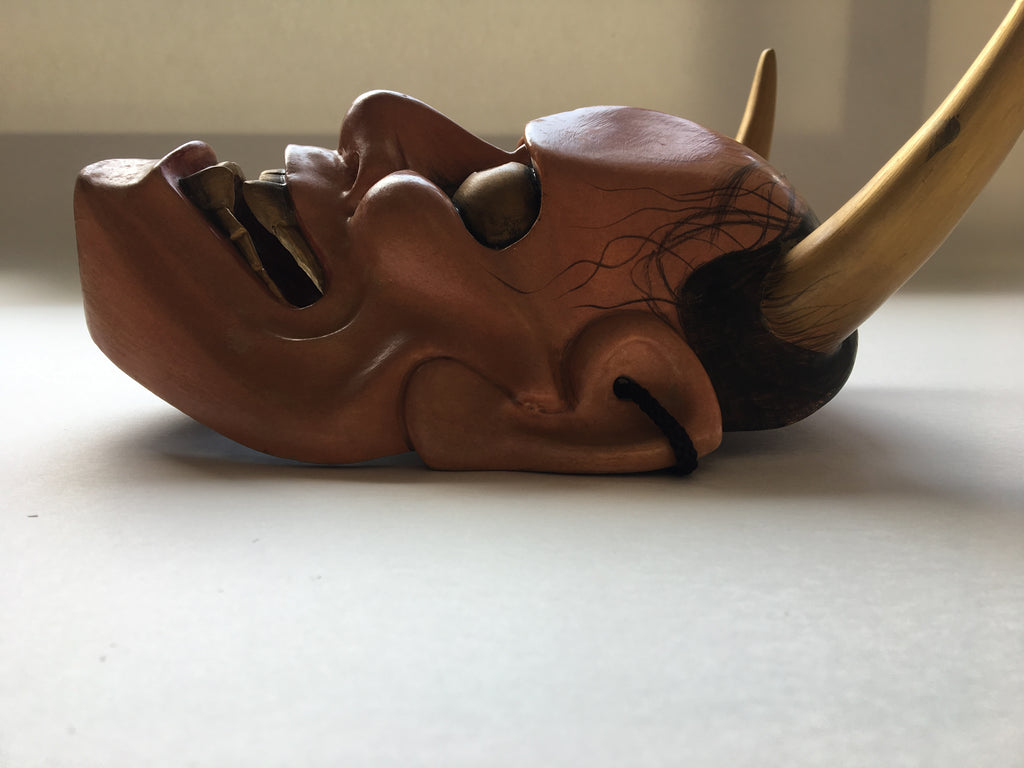 Hannya carved in wood with Paulownia Box.
