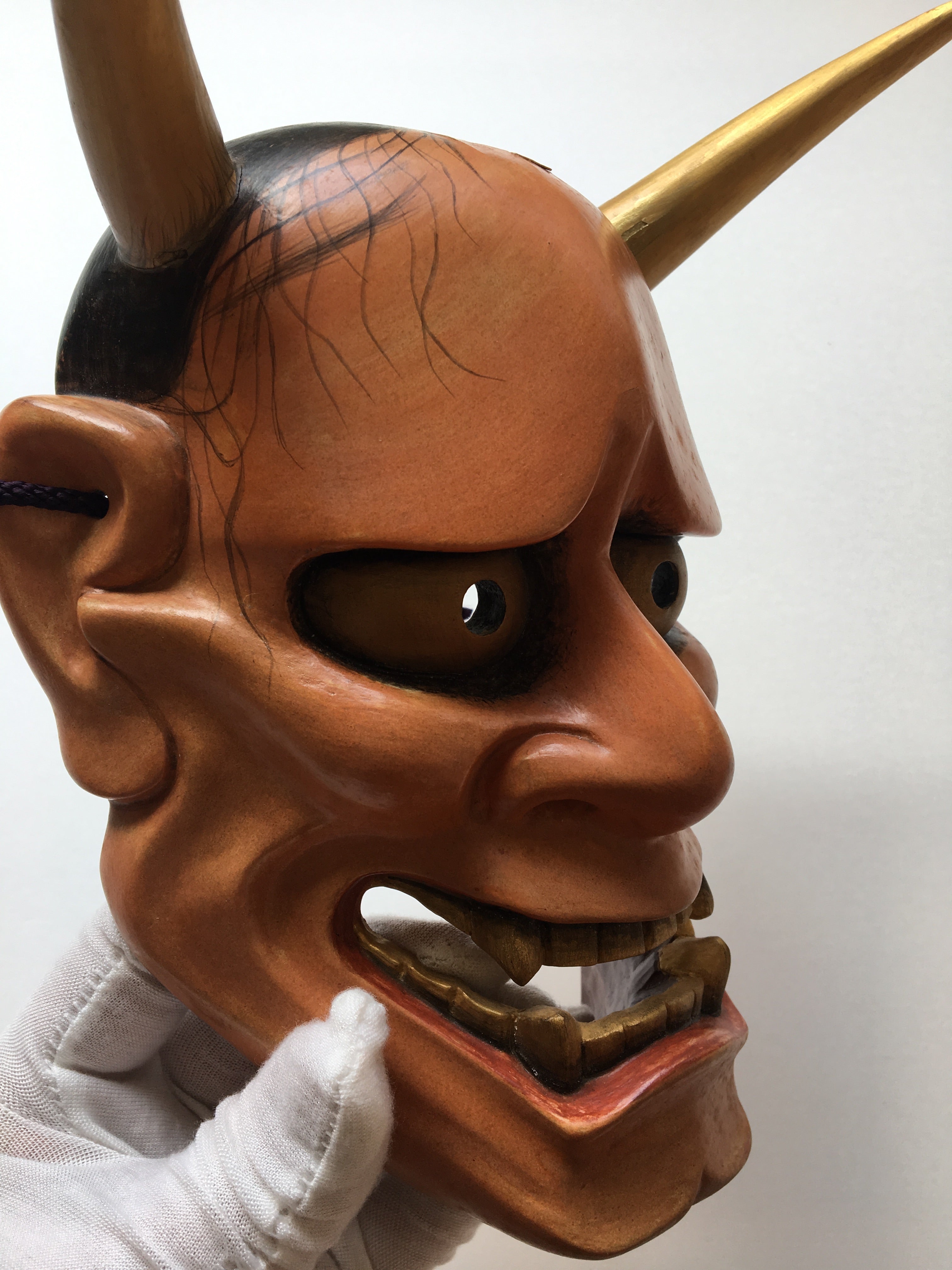 Hannya carved in wood with Paulownia Box.