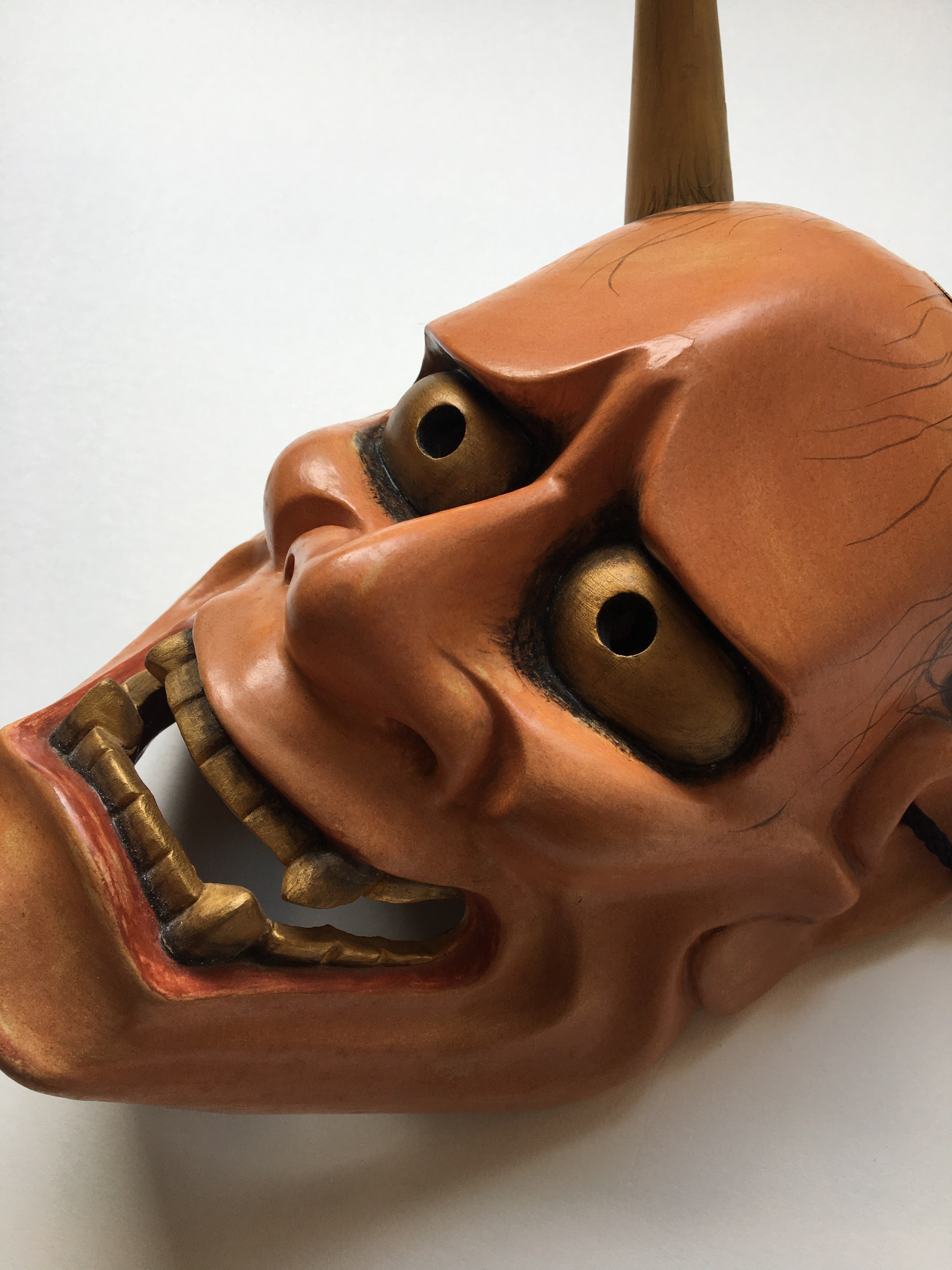 Hannya carved in wood with Paulownia Box.