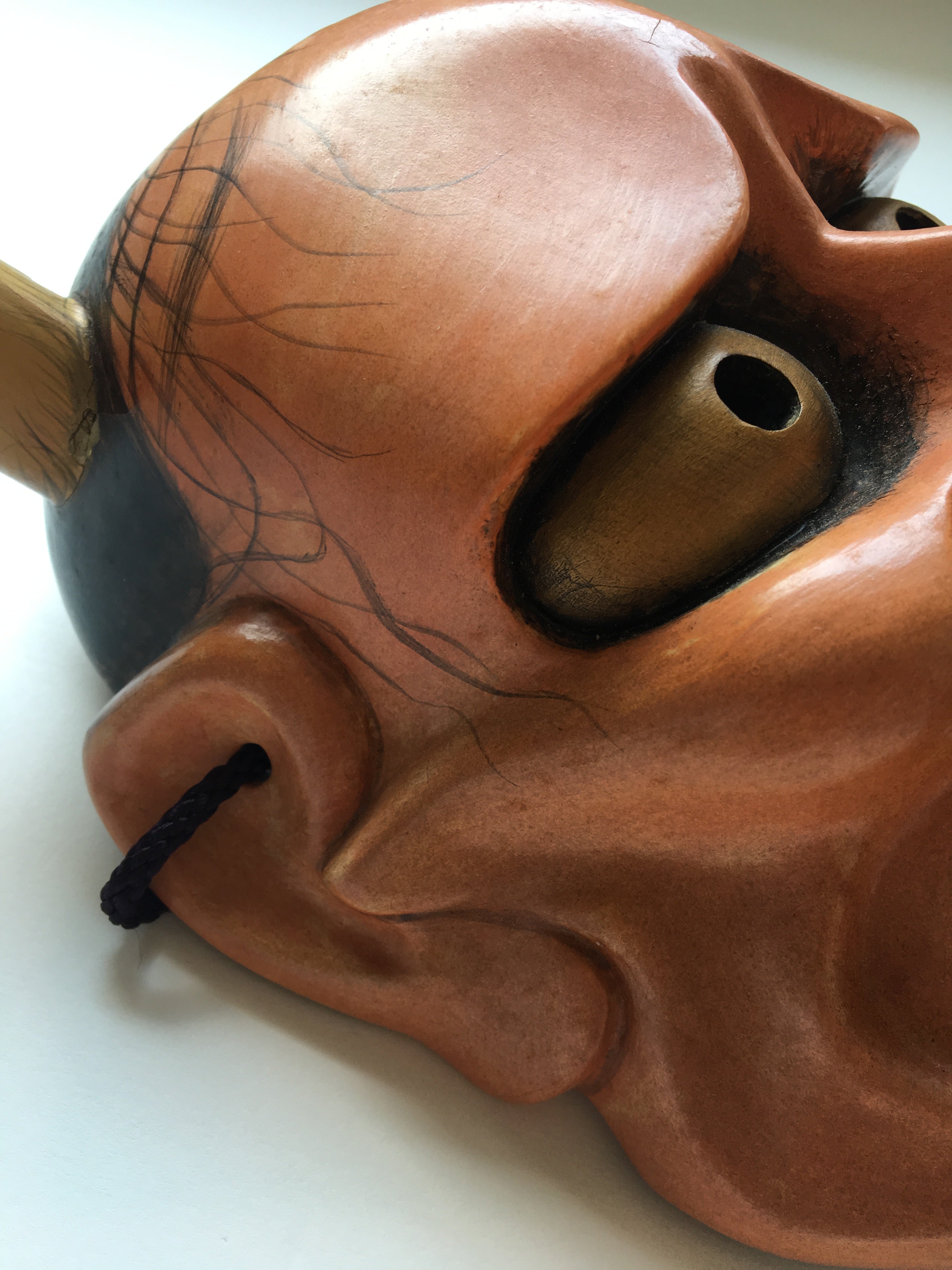 Hannya carved in wood with Paulownia Box.