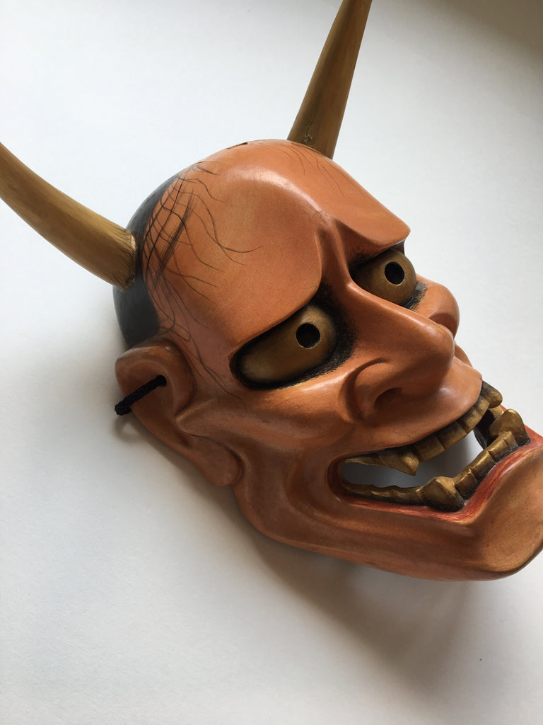 Hannya carved in wood with Paulownia Box.