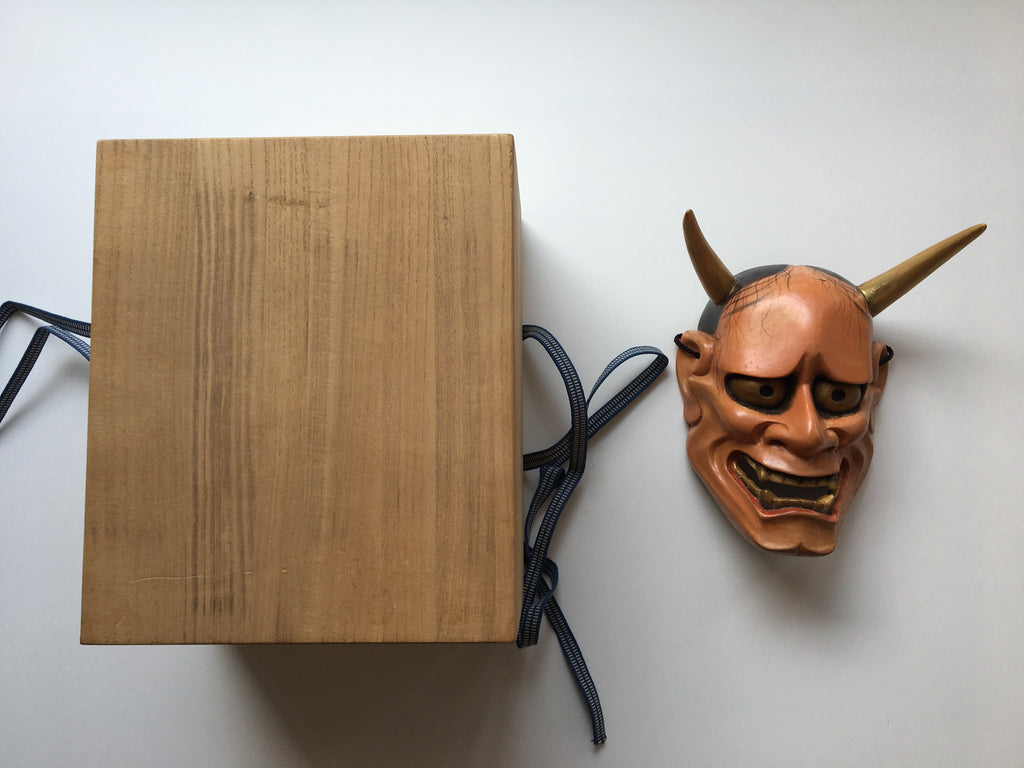 Hannya carved in wood with Paulownia Box.