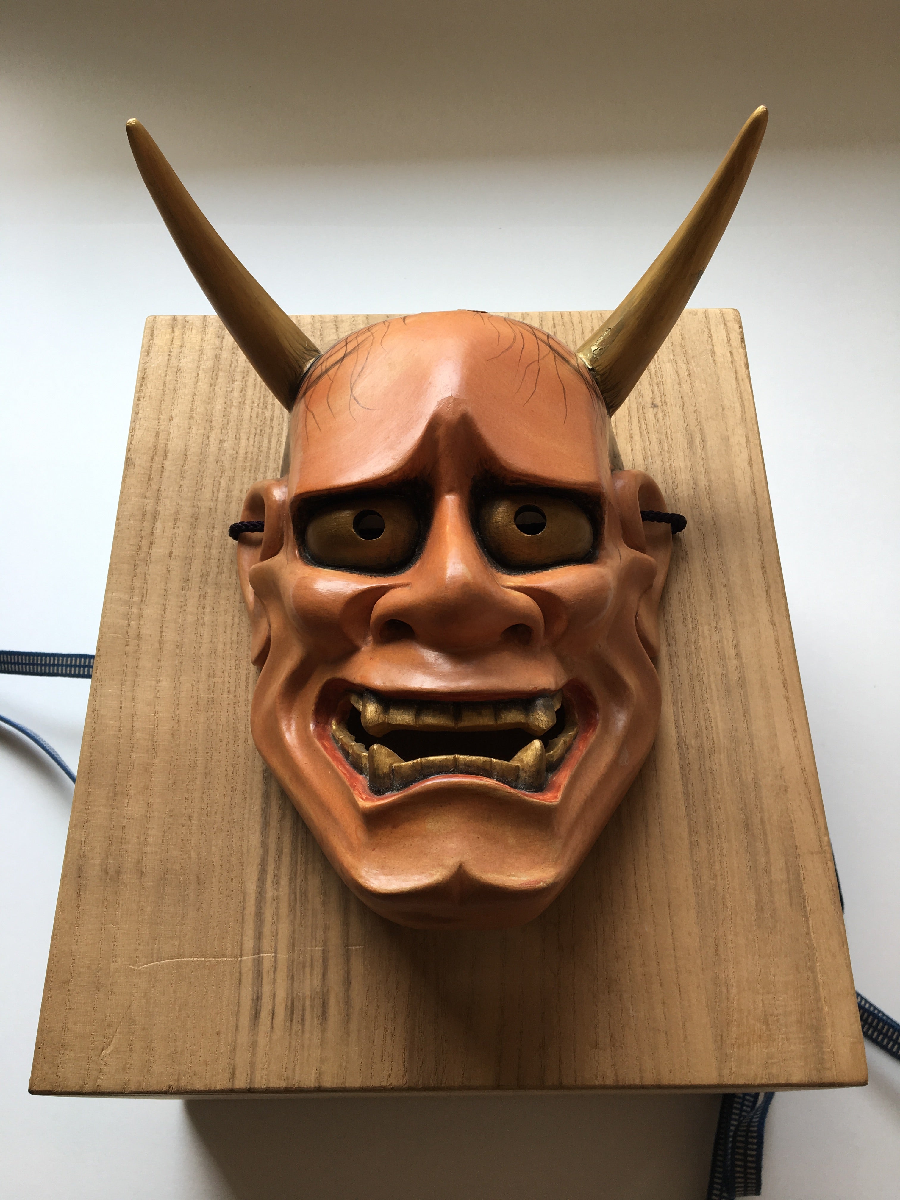 Hannya carved in wood with Paulownia Box.