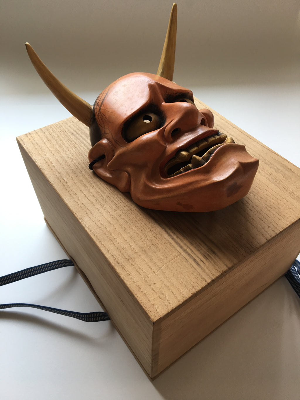 Hannya carved in wood with Paulownia Box.