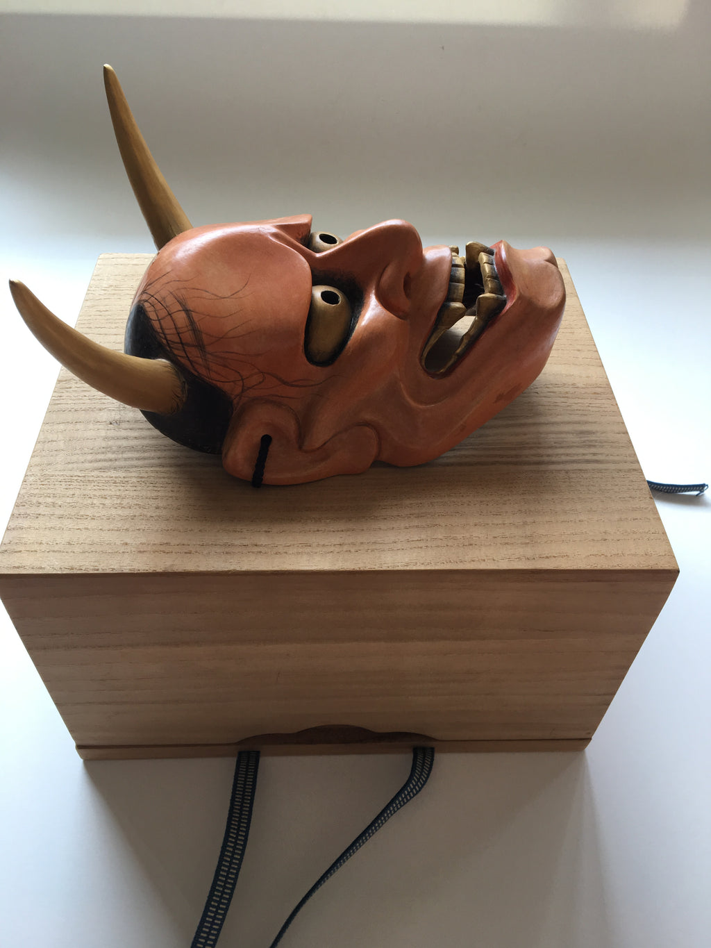 Hannya carved in wood with Paulownia Box.