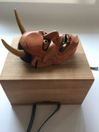 Hannya carved in wood with Paulownia Box.