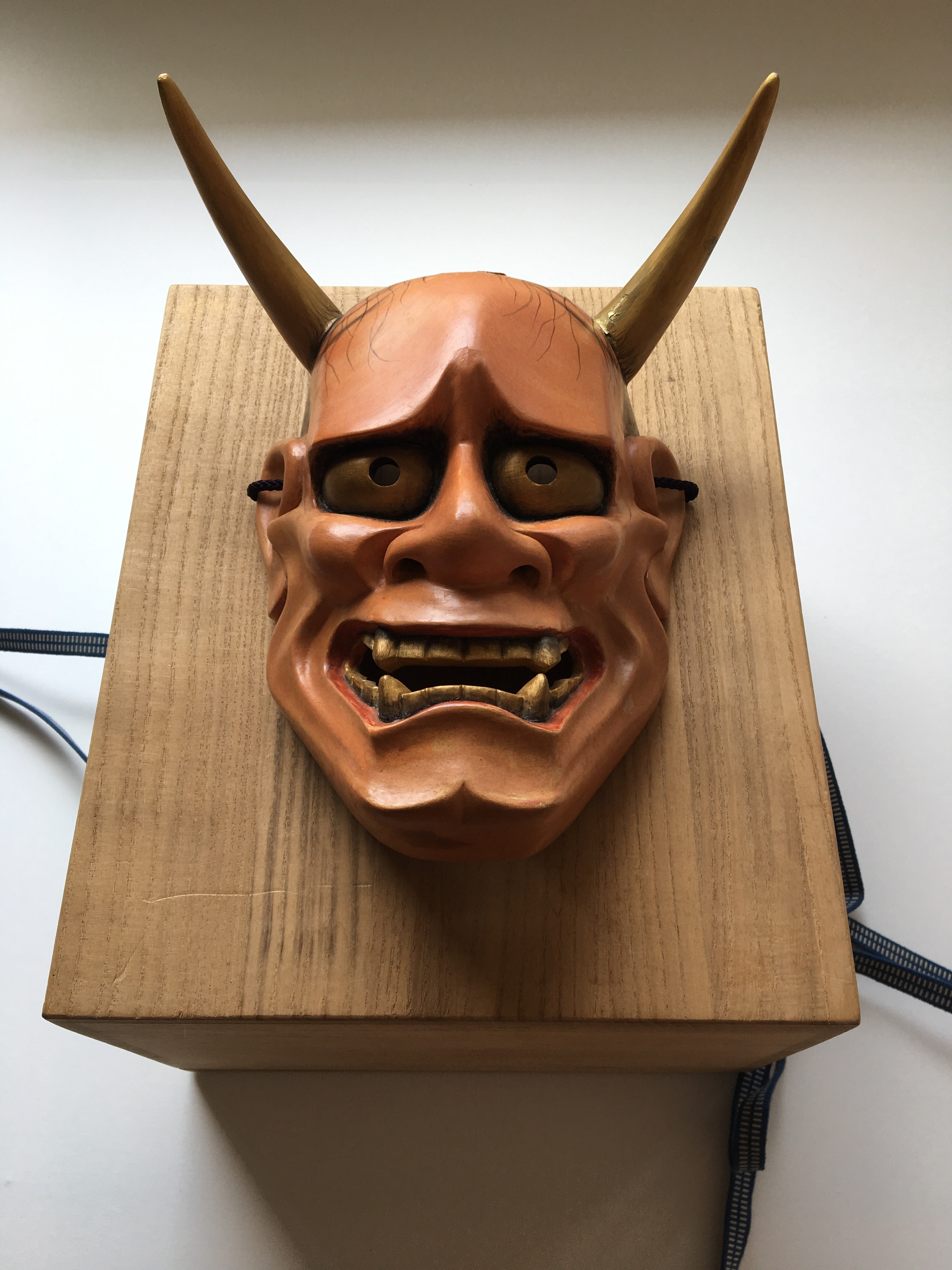 Hannya carved in wood with Paulownia Box.