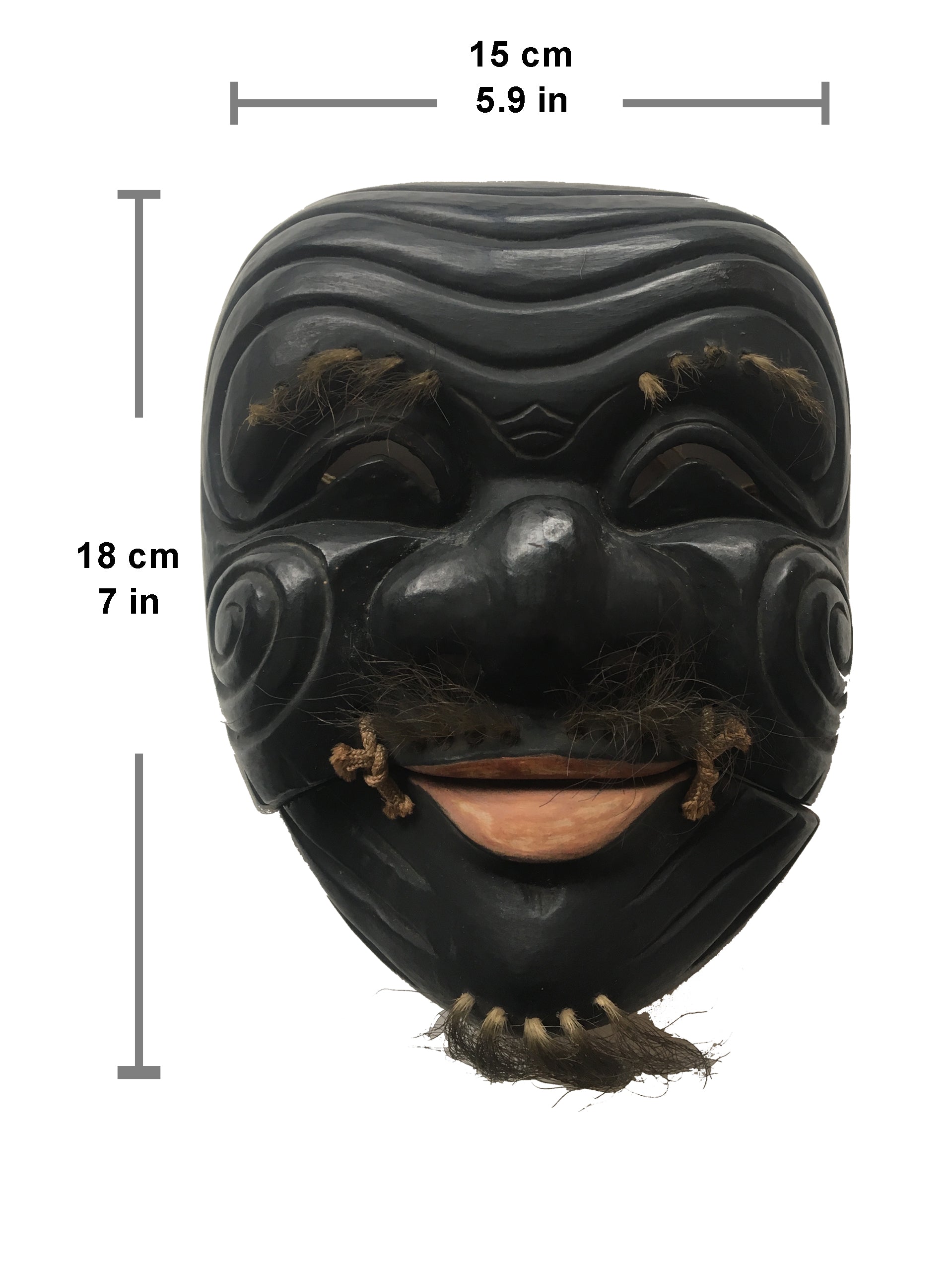 Hand carved wooden Noh Mask "OKINA" (old man)