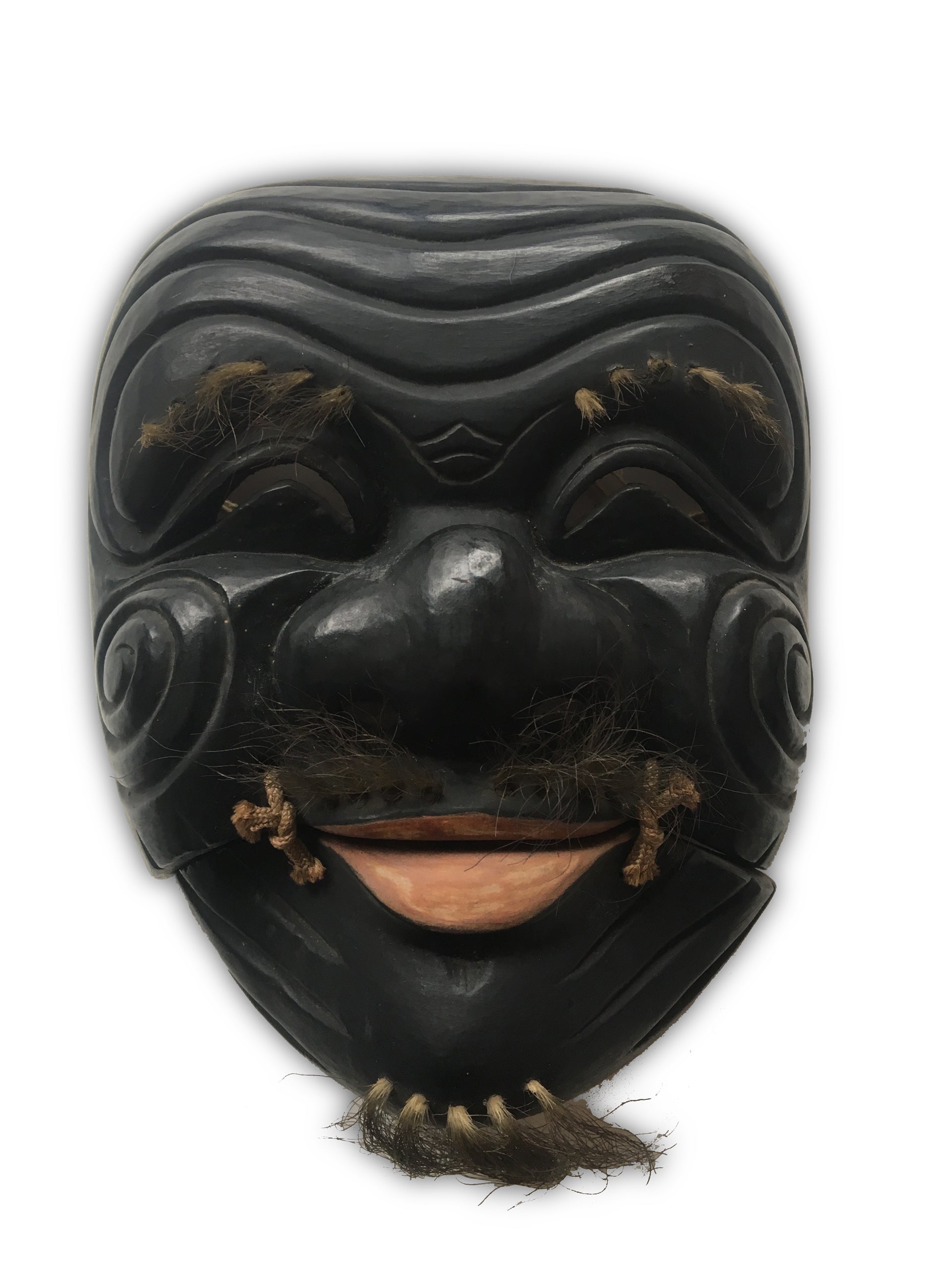 Hand carved wooden Noh Mask "OKINA" (old man)