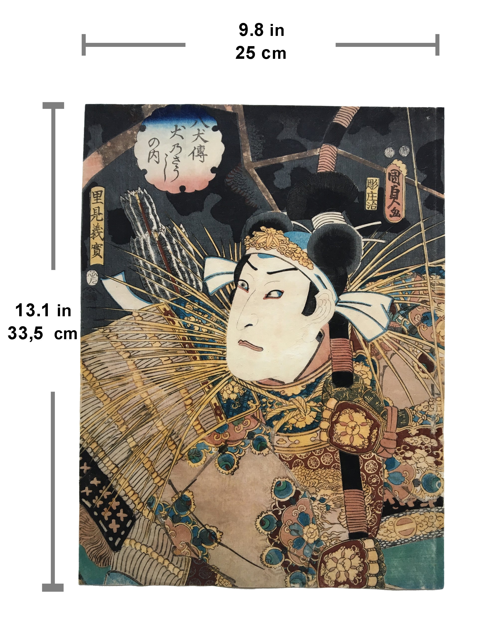 Actor Suketakaya Takasuke III (Sawamura Chôjûrô V) as Satomi Yoshizane. (Kunisada II, 1852)