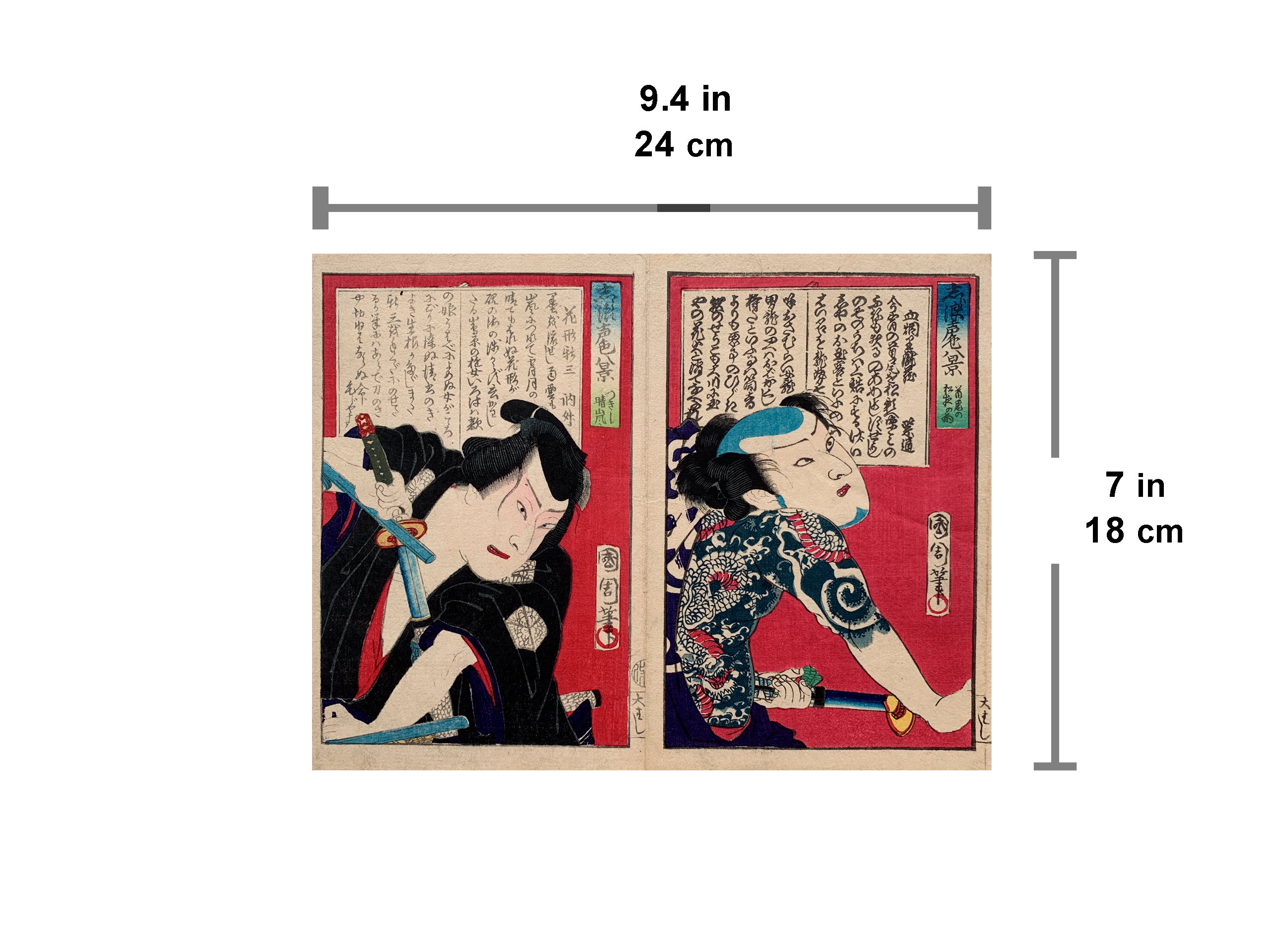4 diptychs (8 prints) / UKIYO-E WOODBLOK PRINTS (Kunichika, 1870)