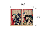 “Hachijō Sanji (left print) / Baikō (right print), (Kunichika, 1870)