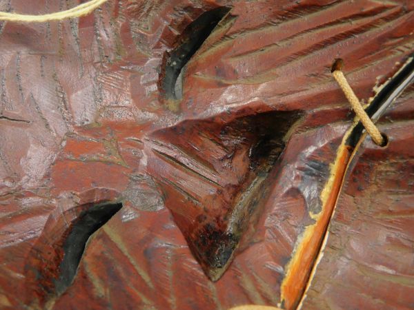 Hand carved wooden Noh Mask "OKINA" (old man)