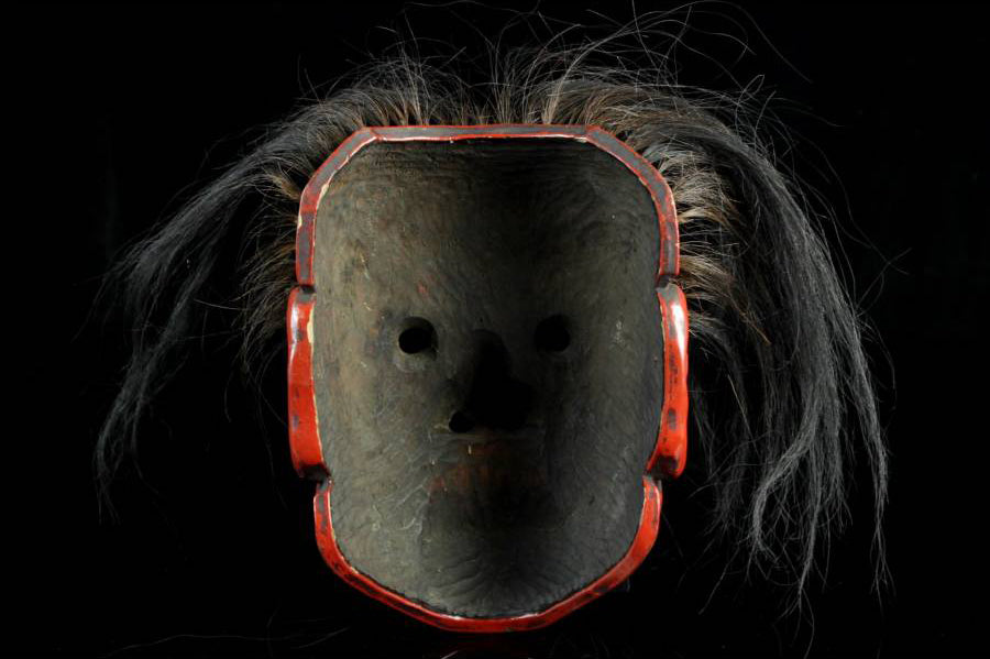 Antique wood carved Tengu Mask for Kagura-kyogen